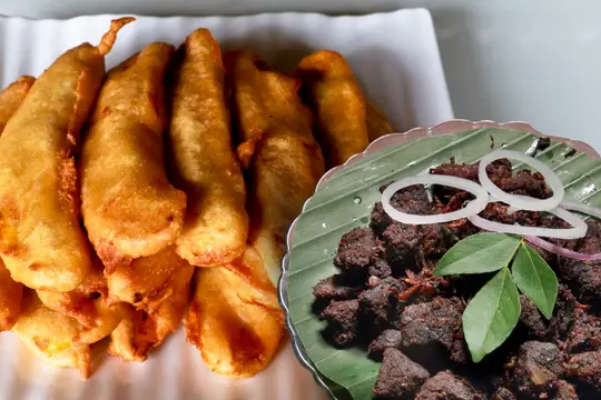 Pazhampori with Beef Fry